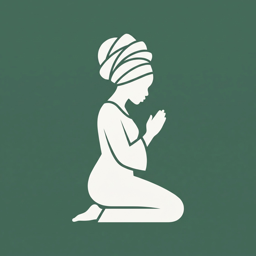 A mother kneeling in prayer, her head wrapped in a gele